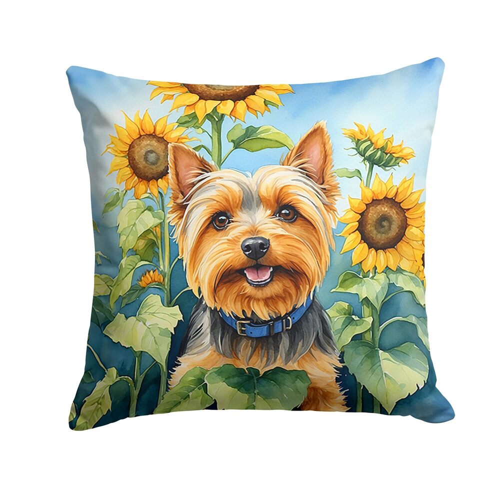 6366 in Sunflowers Throw Pillow, 14Hx14W, Silky Terrier 6165